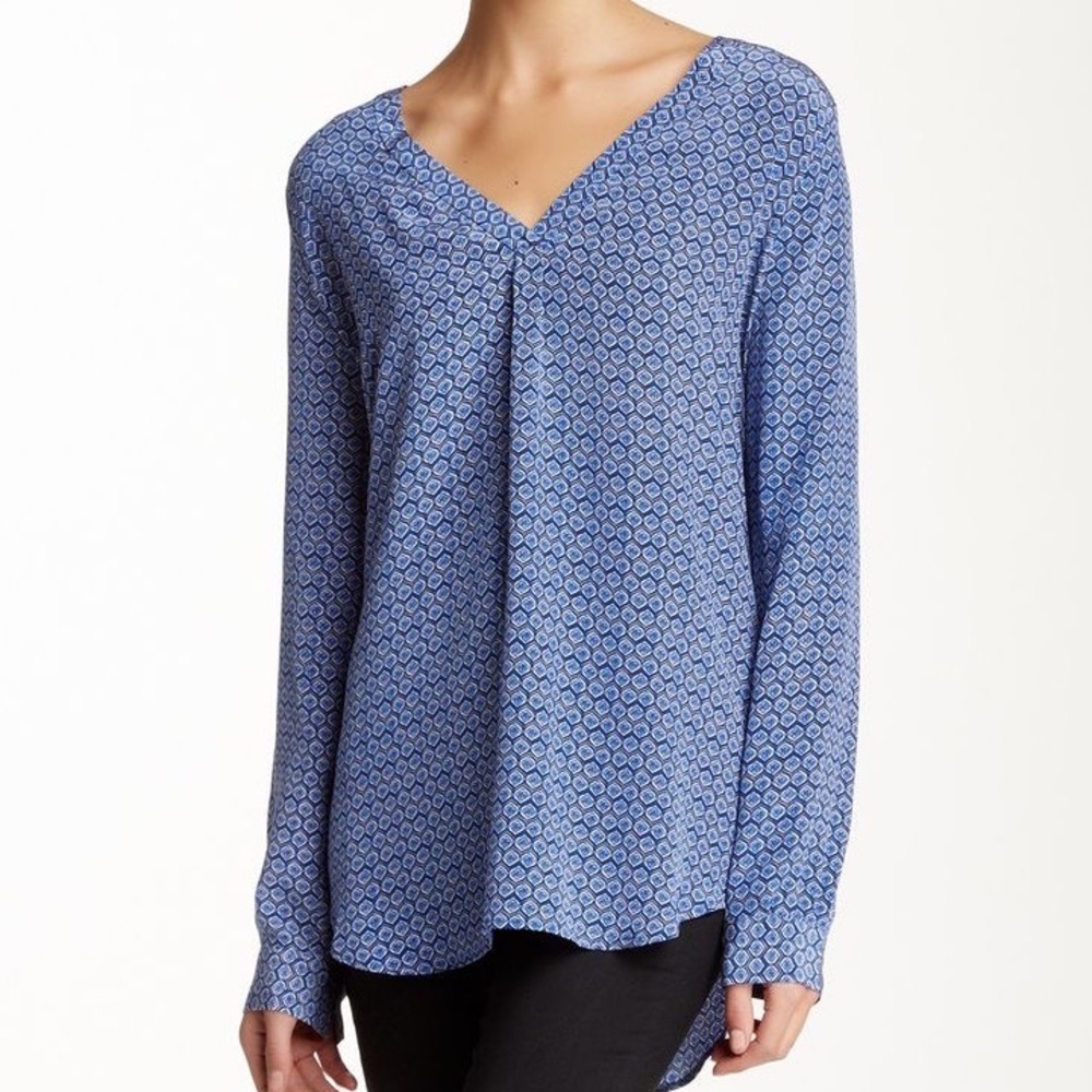 Joie Daryn Blue Geometric Print Silk Tunic